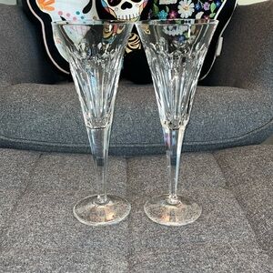 Waterford Crystal  Set 2.  The Millennium Collection 2000 Heart Champaign Flutes